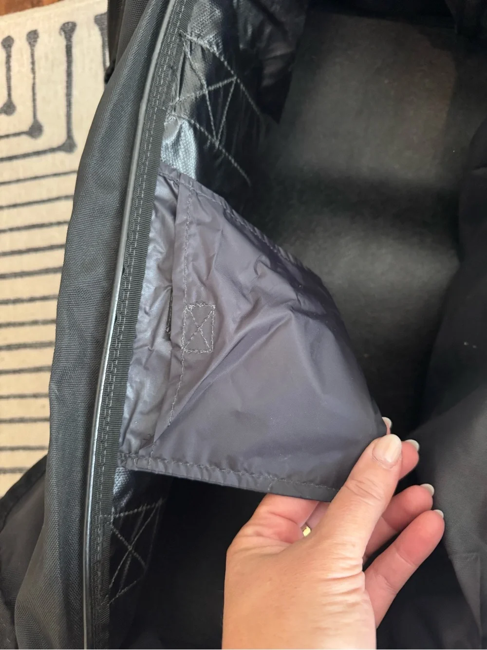Nike Black Duffel Bag with White Swoosh Accent